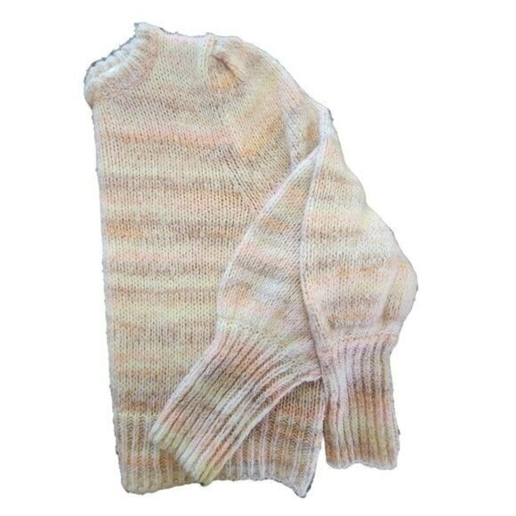 New Womens Peach Pink Striped  Long‎ Sleeve Cropped Sweater Review Measurements - Picture 8 of 12